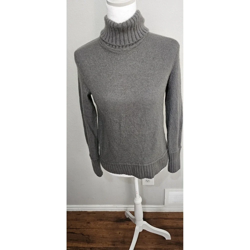 Vince cashmere Turtleneck Sweater Size XS Gray 100% cashmere‎ ribbed foldover